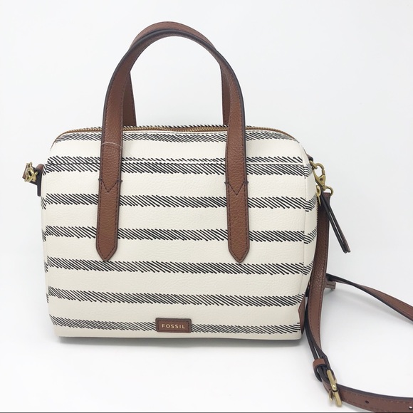 Fossil Handbags - Fossil | Sydney Satchel Bag Neutral Stripe Print